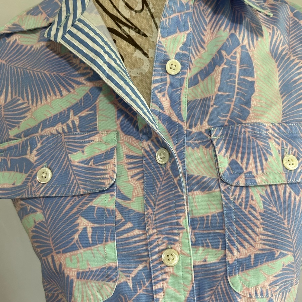 Vineyard Vines Blue and Pink Leaf Print Dress - Picture 13 of 15